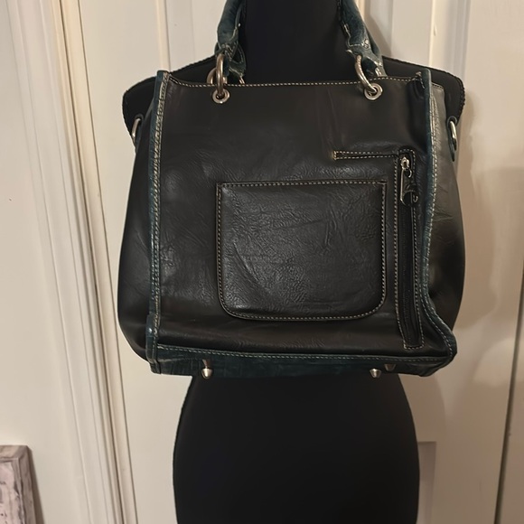 Montana West Blue Satchel with Studded Design - Picture 2 of 9